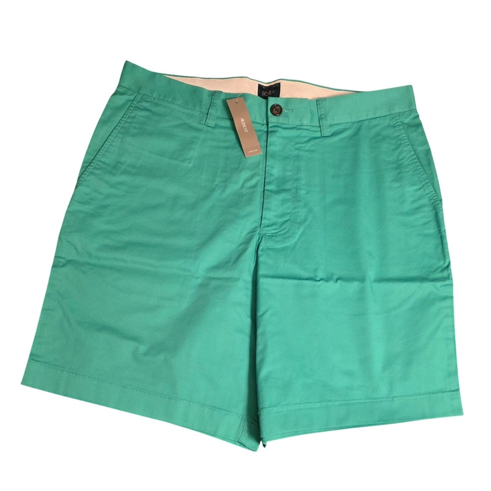 J.Crew Portsider Shorts Mens 32 Green 9 Inch Inseam Chino Stretch New